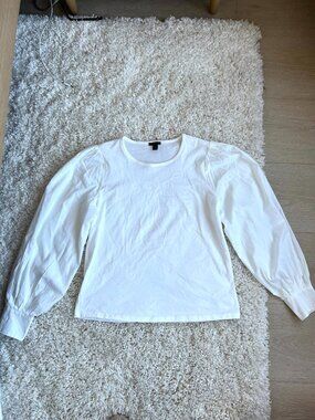 Ann Taylor Puff Sleeve Top, White, M